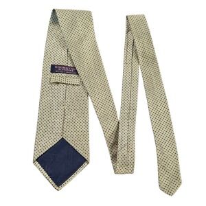 Roundtree & Yorke Silk Polka Dot Necktie Handmade Gold Blue Classic Men's